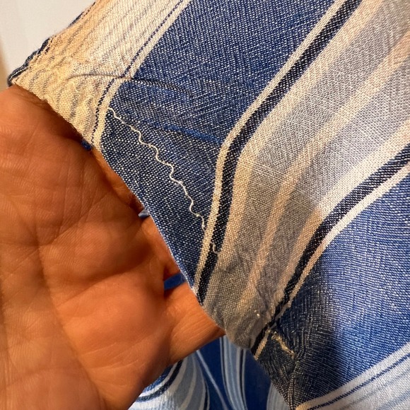 Jane & Delancey Striped Button Down Short Sleeve Rayon Shirt Lightweight Large - Picture 13 of 13